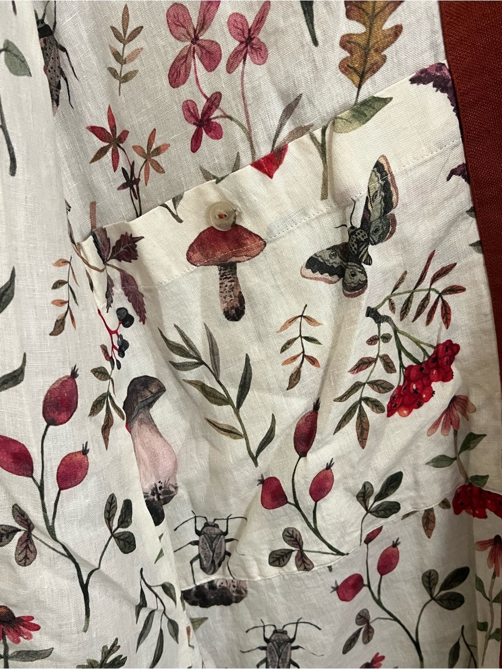 REVERSIBLE Son de Flor Claudia Long Linen Blend Coat with Botanical liner-S/XS - Picture 10 of 12